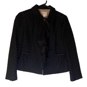 Loft Jacket 2 Short Wool Blend Peplum Ruffle Neckline  Corpcore Business Dressy